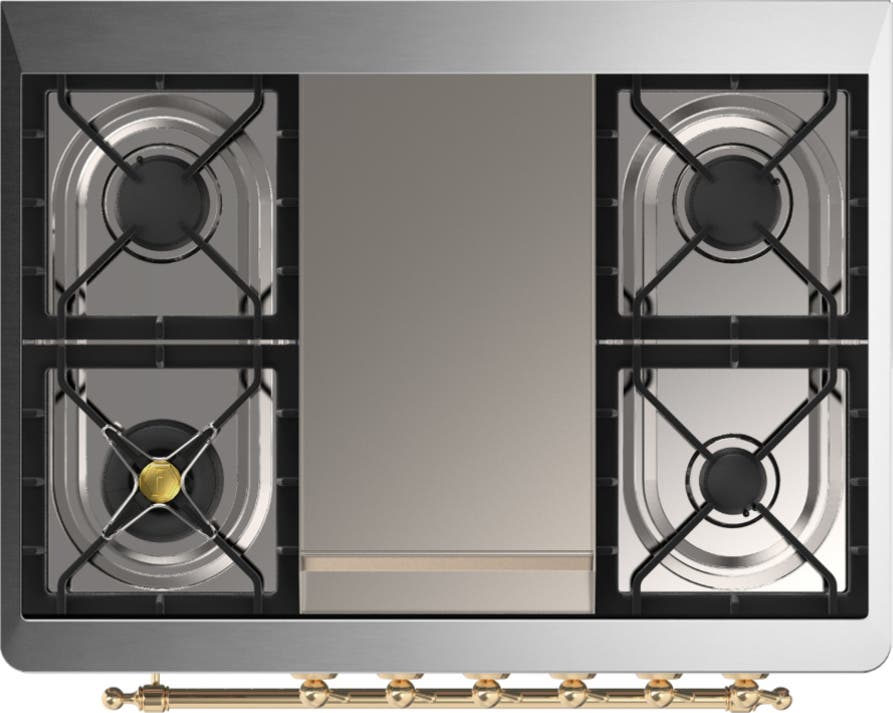 Ilve UM36FNR3WHGLP White With Brass Trim, Liquid Propane
