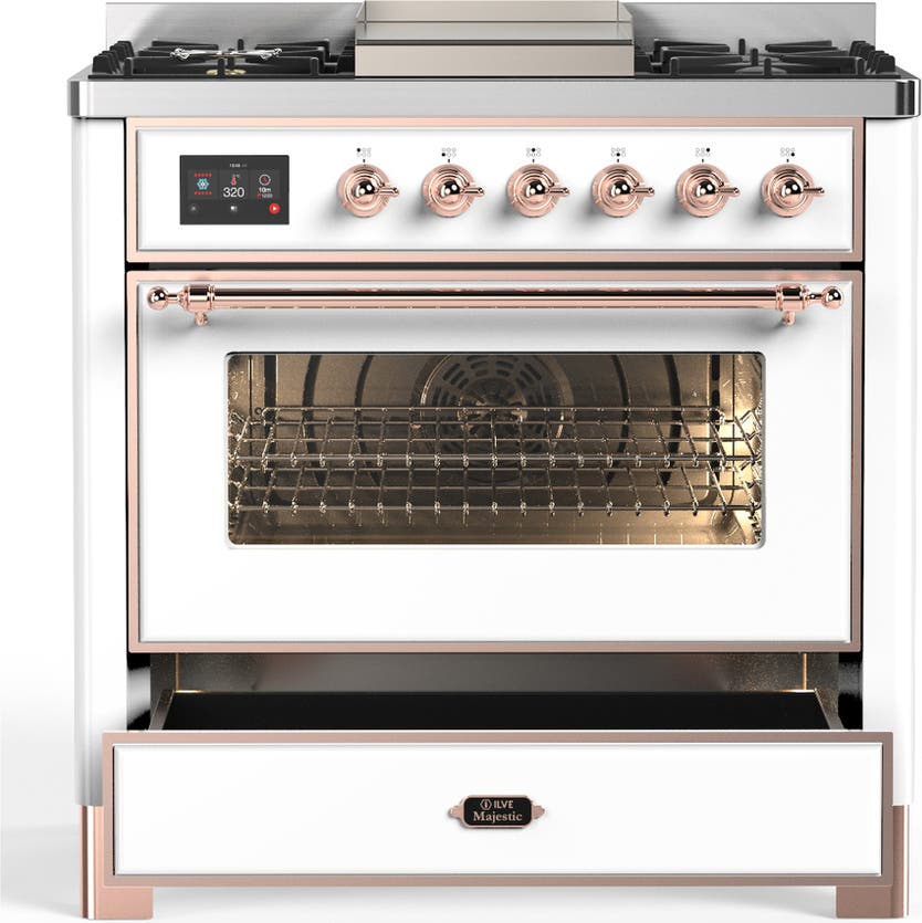 Ilve UM36FNR3WHPLP White With Copper Trim, Liquid Propane