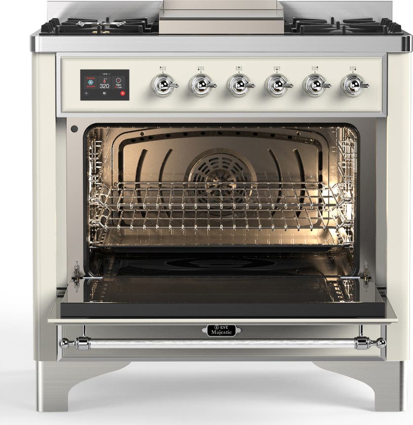 Ilve UM36FQNR3AWCLP Antique White With Chrome Trim, Liquid Propane