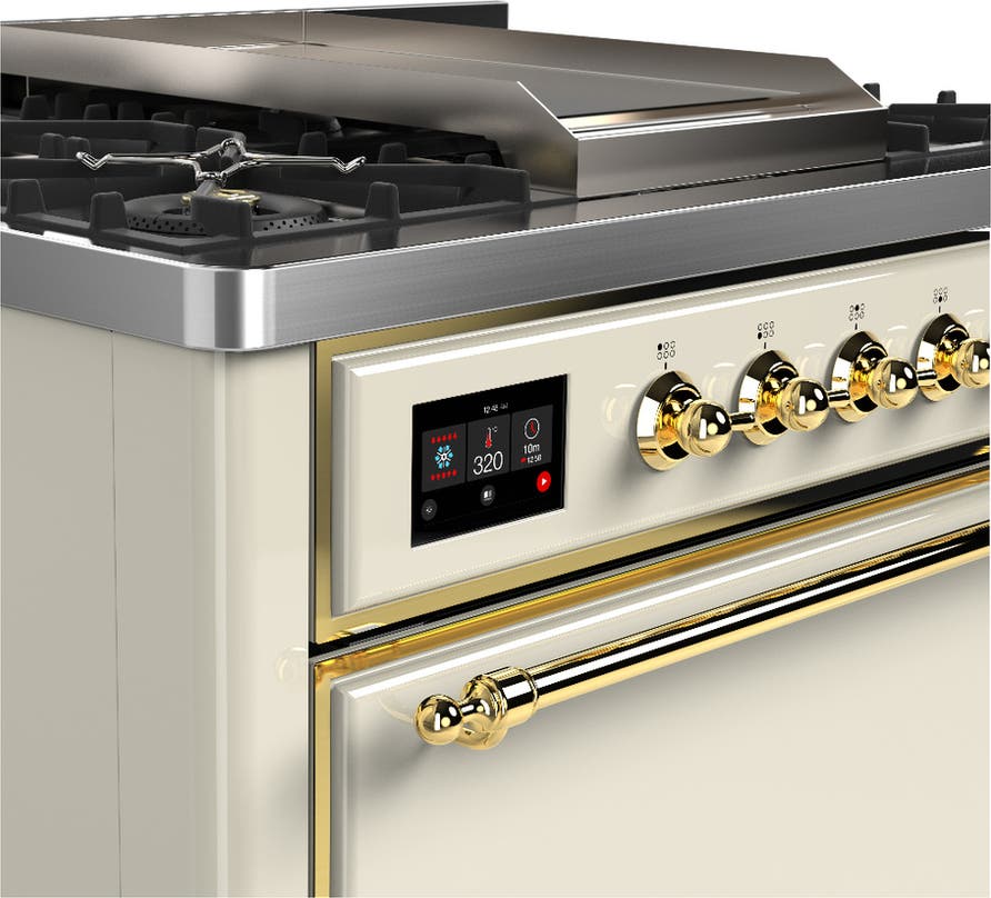 Ilve UM36FQNR3AWGLP Antique White With Brass Trim, Liquid Propane