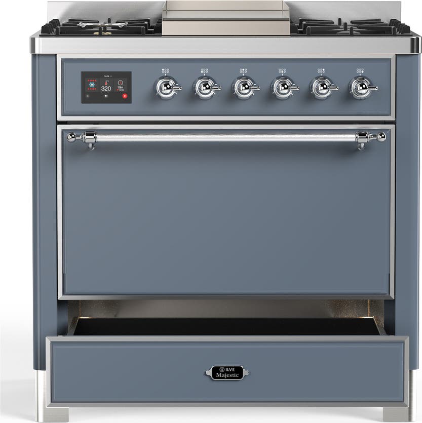 Ilve UM36FQNR3BGC Blue Grey With Chrome Trim, Natural Gas