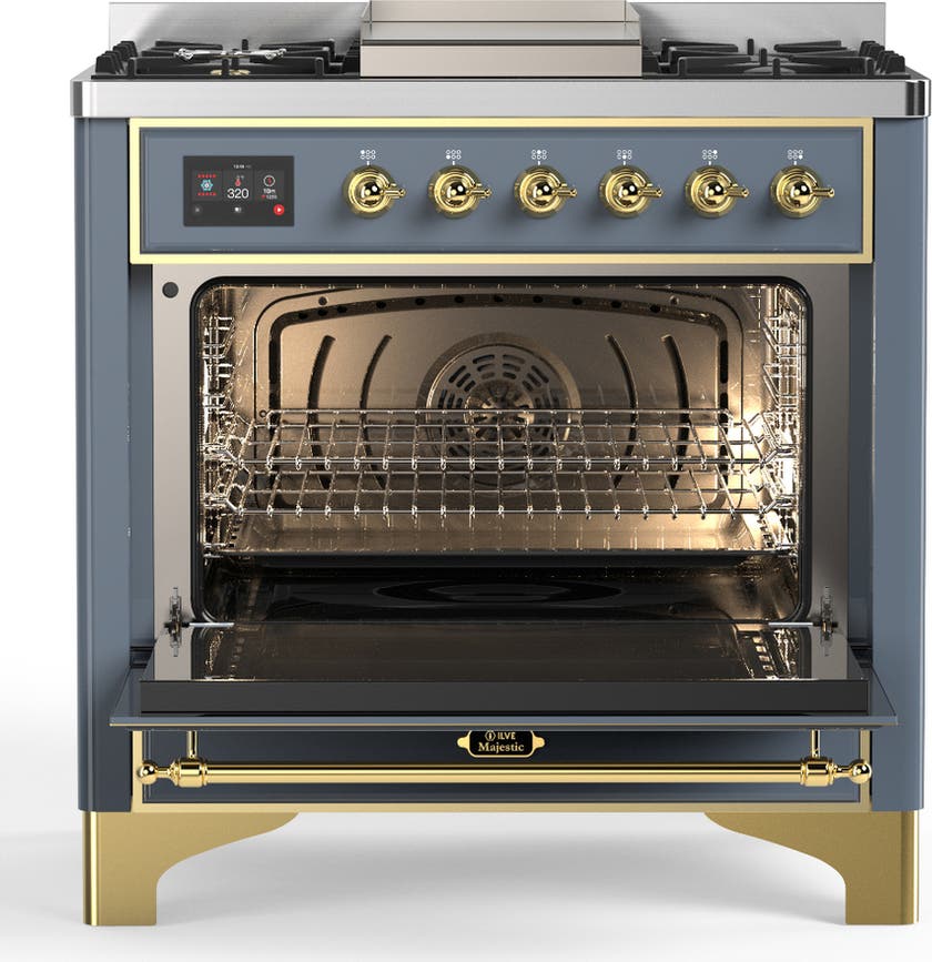 Ilve UM36FQNR3BGG Blue Grey With Brass Trim, Natural Gas