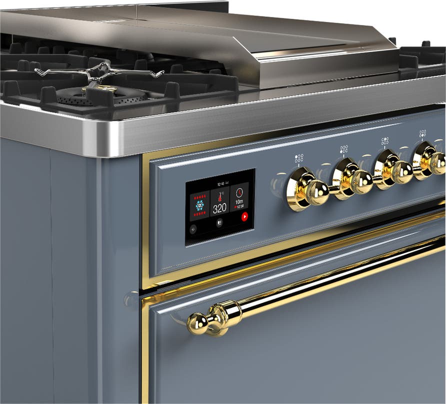 Ilve UM36FQNR3BGG Blue Grey With Brass Trim, Natural Gas