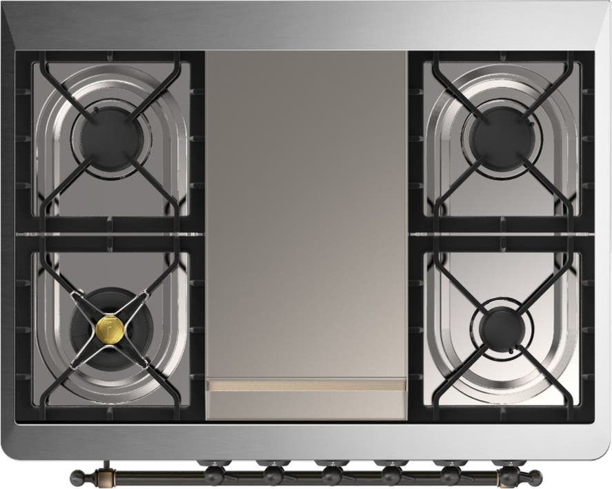 Ilve UM36FQNR3BKBLP Glossy Black With Burnished Trim, Liquid Propane