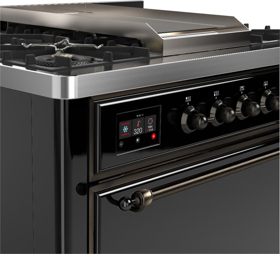 Ilve UM36FQNR3BKBLP Glossy Black With Burnished Trim, Liquid Propane