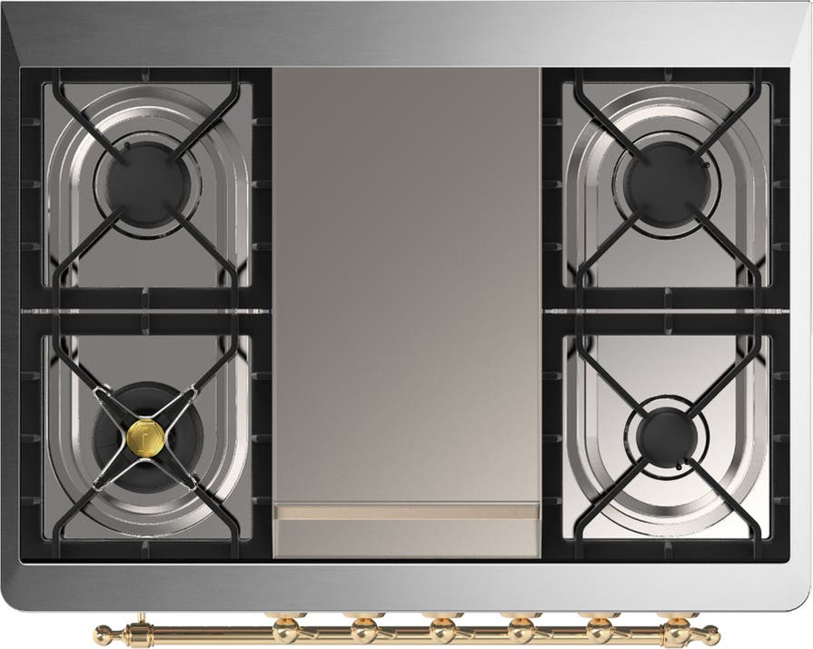 Ilve UM36FQNR3BKGLP Glossy Black With Brass Trim, Liquid Propane