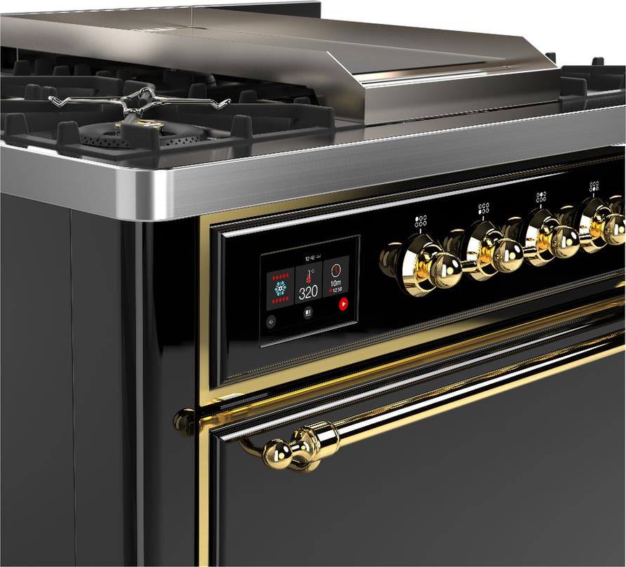 Ilve UM36FQNR3BKGLP Glossy Black With Brass Trim, Liquid Propane