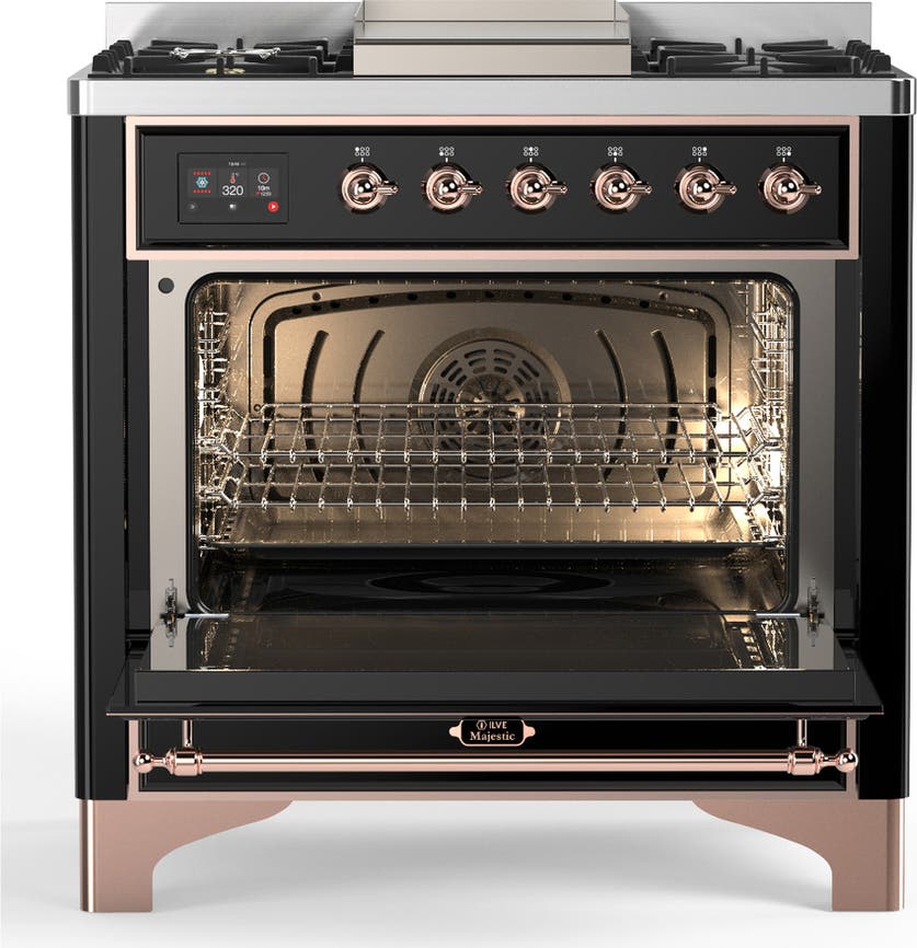 Ilve UM36FQNR3BKPLP Glossy Black With Copper Trim, Liquid Propane