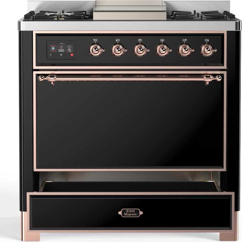 Ilve UM36FQNR3BKPLP Glossy Black With Copper Trim, Liquid Propane
