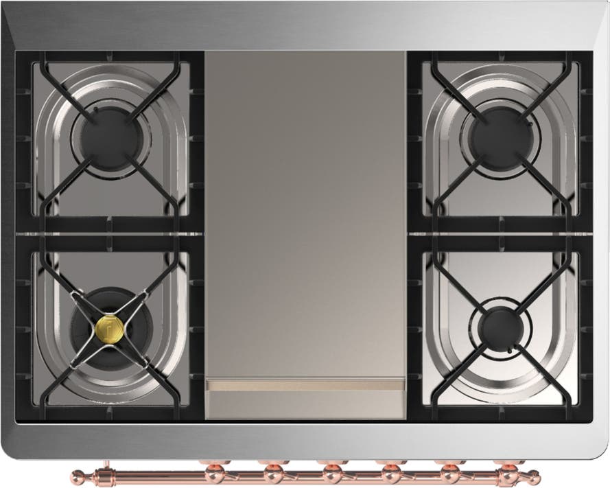 Ilve UM36FQNR3BKPLP Glossy Black With Copper Trim, Liquid Propane