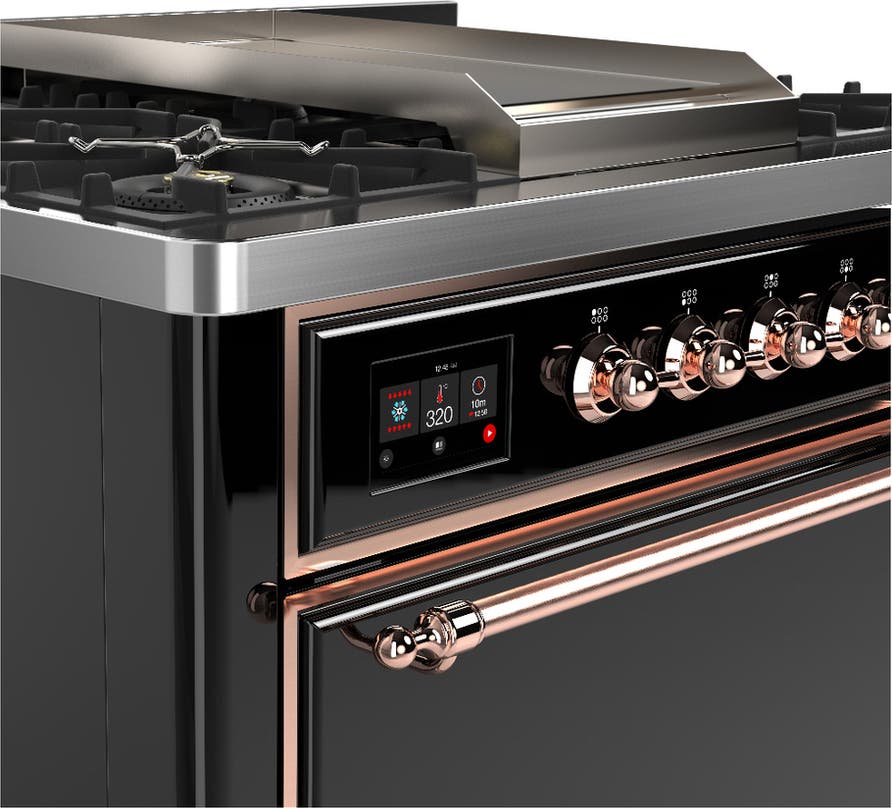 Ilve UM36FQNR3BKPLP Glossy Black With Copper Trim, Liquid Propane