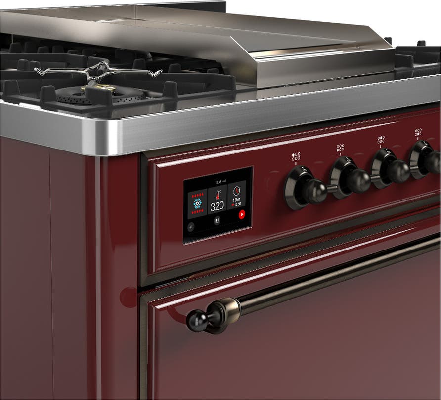 Ilve UM36FQNR3BUB Burgundy With Burnished Trim, Natural Gas