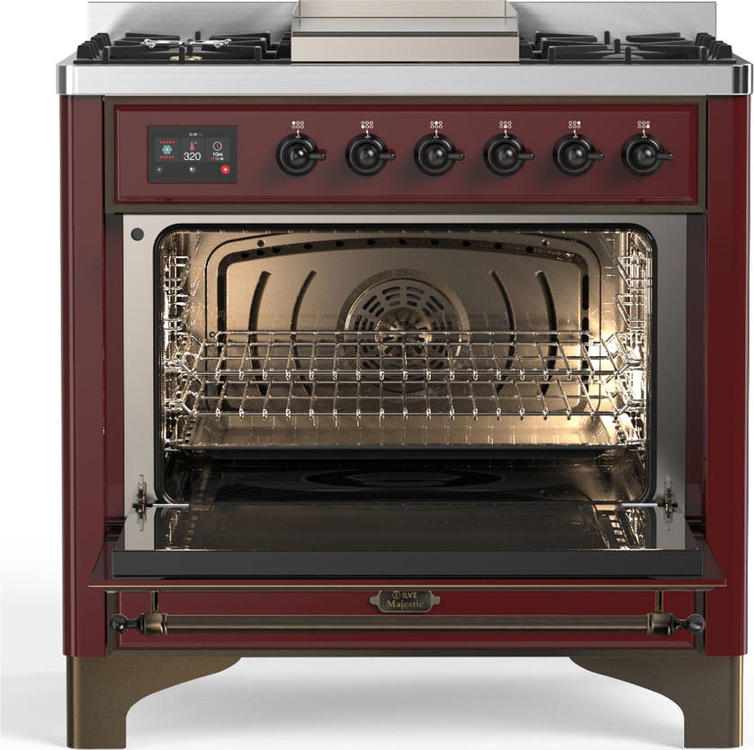 Ilve UM36FQNR3BUBLP Burgundy With Burnished Trim, Liquid Propane