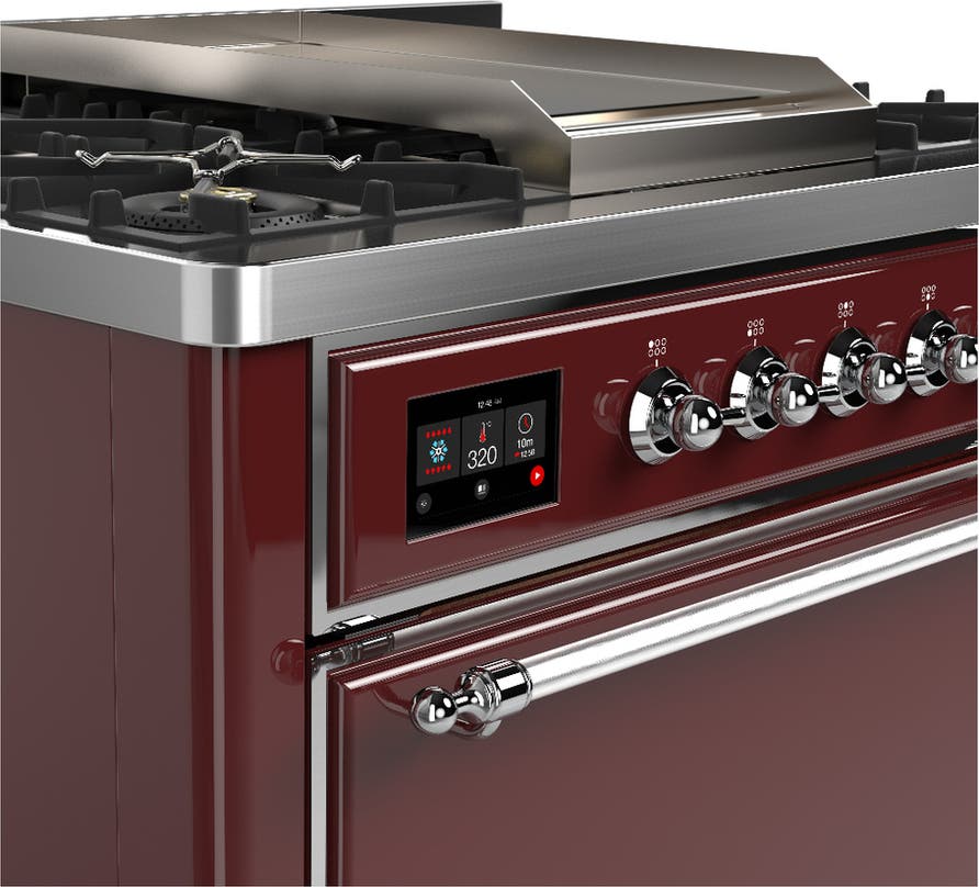 Ilve UM36FQNR3BUCLP Burgundy With Chrome Trim, Liquid Propane