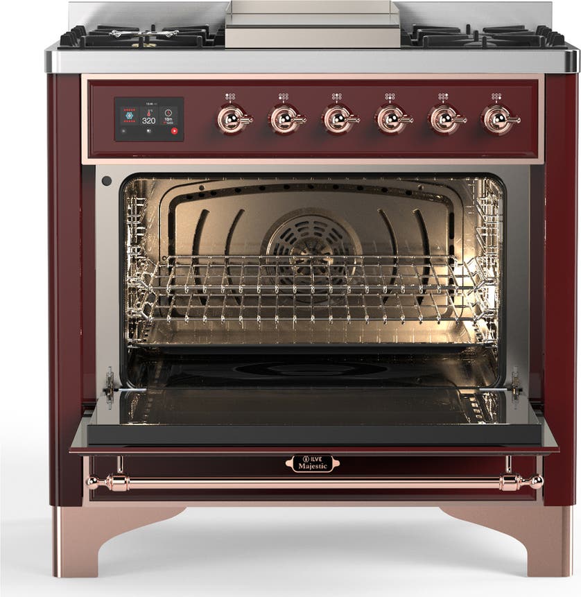 Ilve UM36FQNR3BUP Burgundy With Copper Trim, Natural Gas