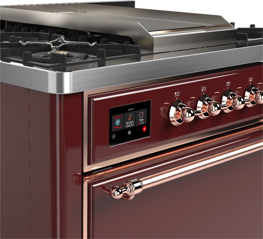 Ilve UM36FQNR3BUPLP Burgundy With Copper Trim, Liquid Propane