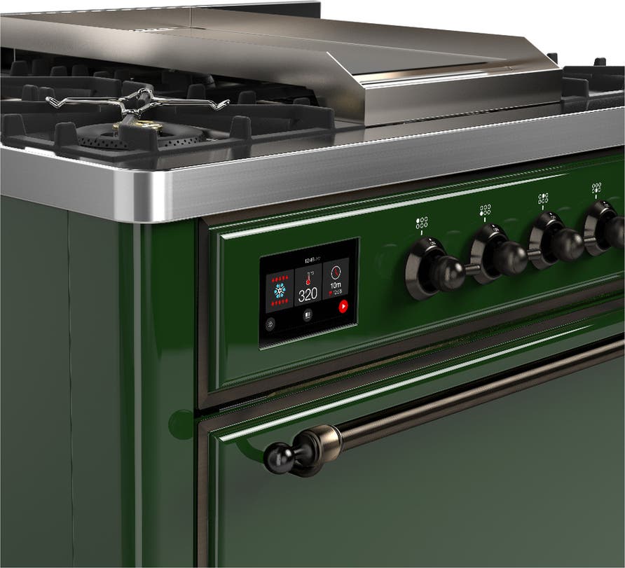 Ilve UM36FQNR3EGBLP Emerald Green With Burnished Trim, Liquid Propane