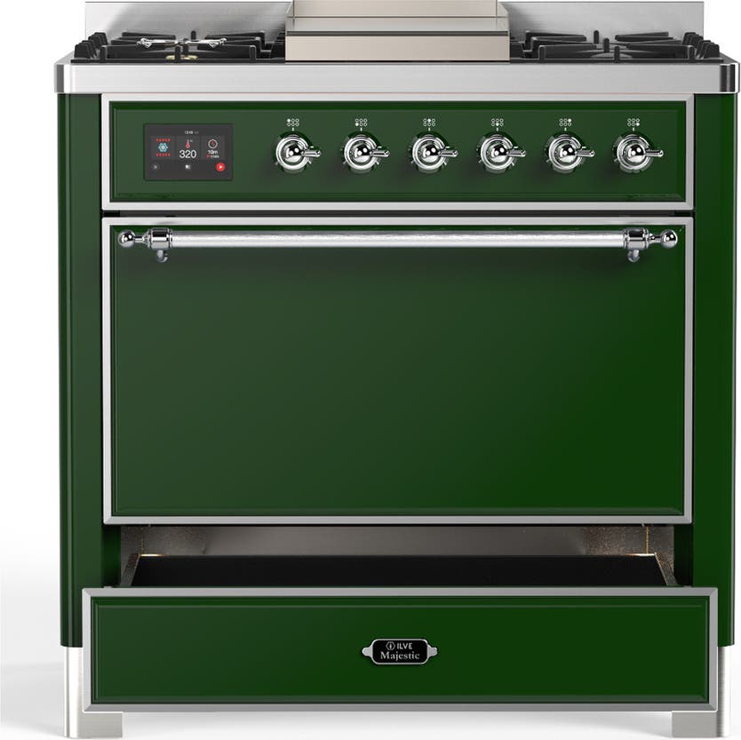 Ilve UM36FQNR3EGC Emerald Green With Chrome Trim, Natural Gas