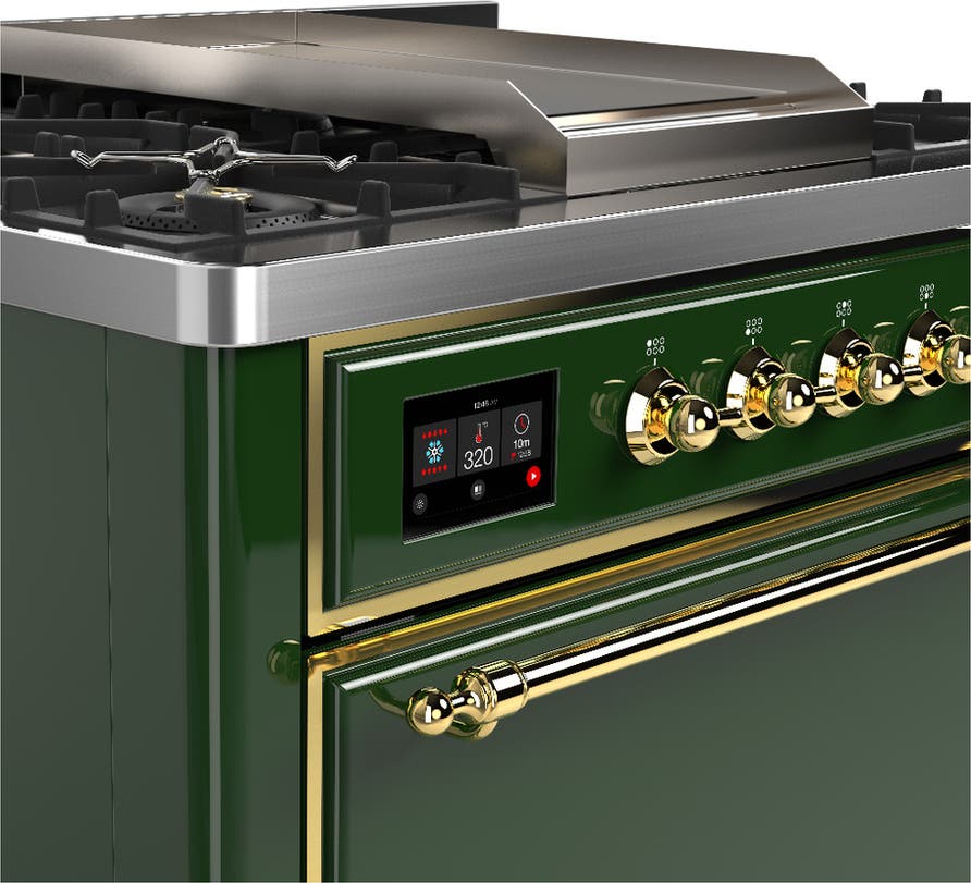 Ilve UM36FQNR3EGGLP Emerald Green With Brass Trim, Liquid Propane