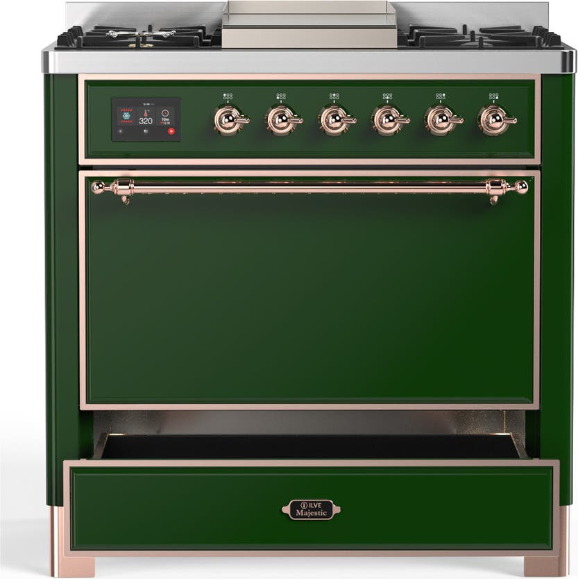 Ilve UM36FQNR3EGPLP Emerald Green With Copper Trim, Liquid Propane