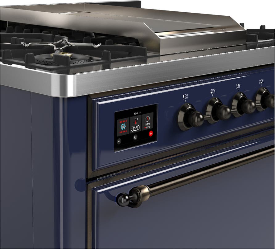 Ilve UM36FQNR3MBB Midnight Blue With Burnished Trim, Natural Gas
