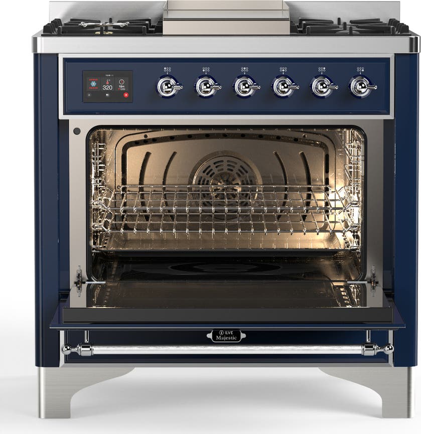 Ilve UM36FQNR3MBC Midnight Blue With Chrome Trim, Natural Gas