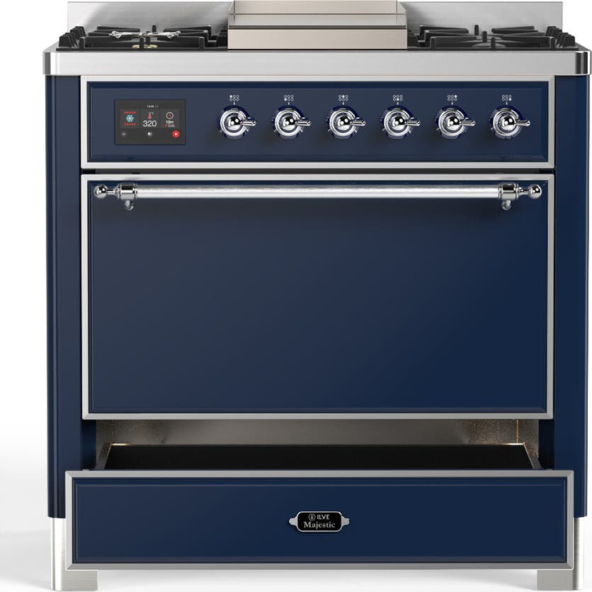Ilve UM36FQNR3MBCLP Midnight Blue With Chrome Trim, Liquid Propane