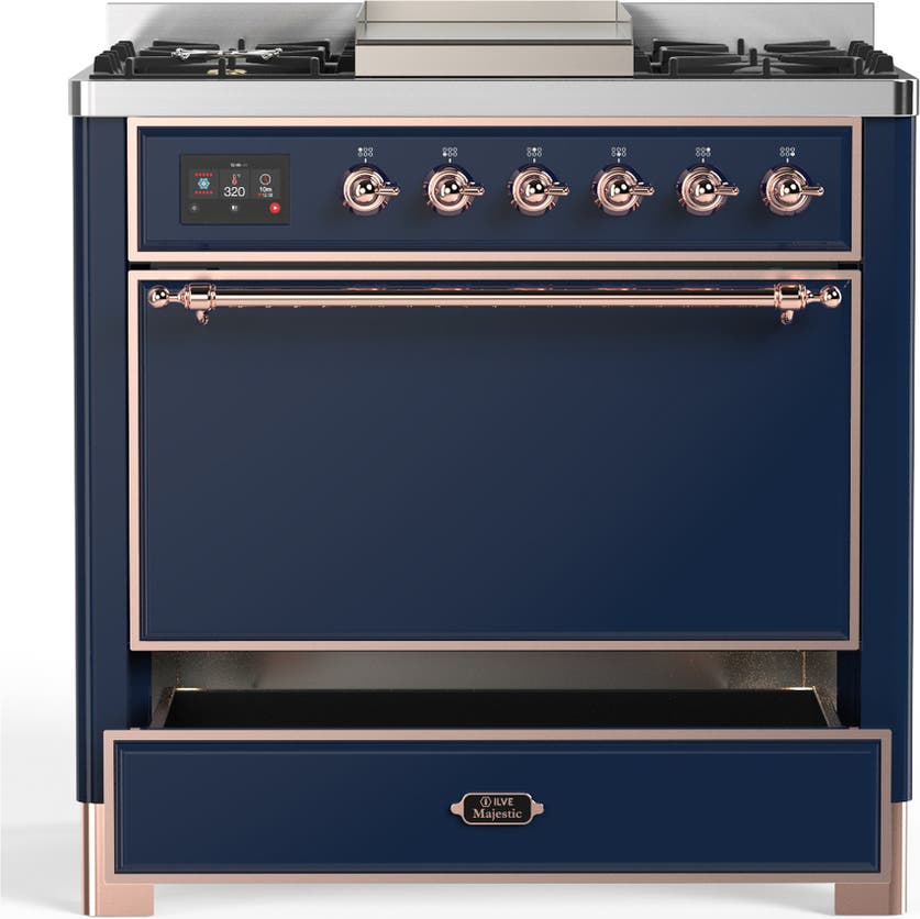 Ilve UM36FQNR3MBP Midnight Blue With Copper Trim, Natural Gas