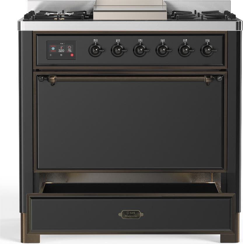 Ilve UM36FQNR3MGBLP Matte Graphite With Burnished Trim, Liquid Propane