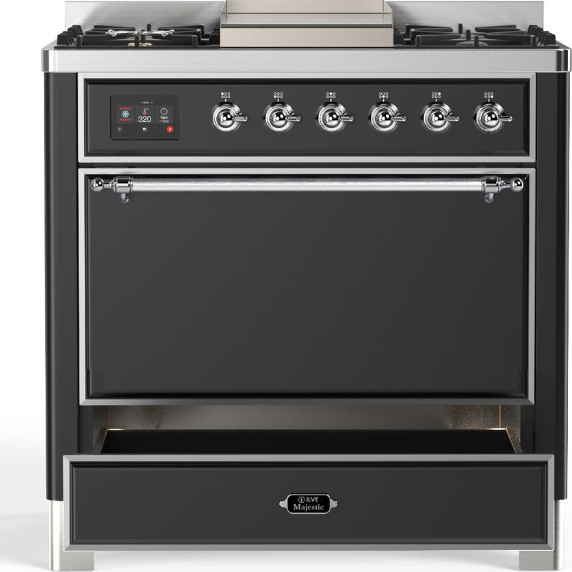 Ilve UM36FQNR3MGC Matte Graphite With Chrome Trim, Natural Gas