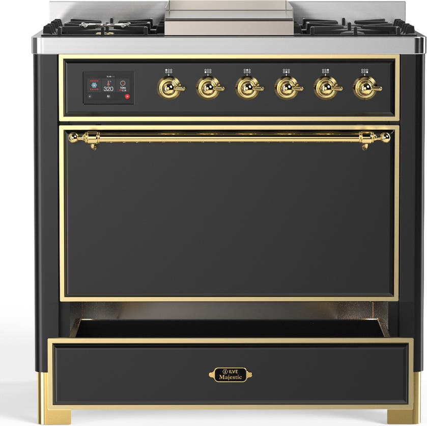 Ilve UM36FQNR3MGG Matte Graphite With Brass Trim, Natural Gas