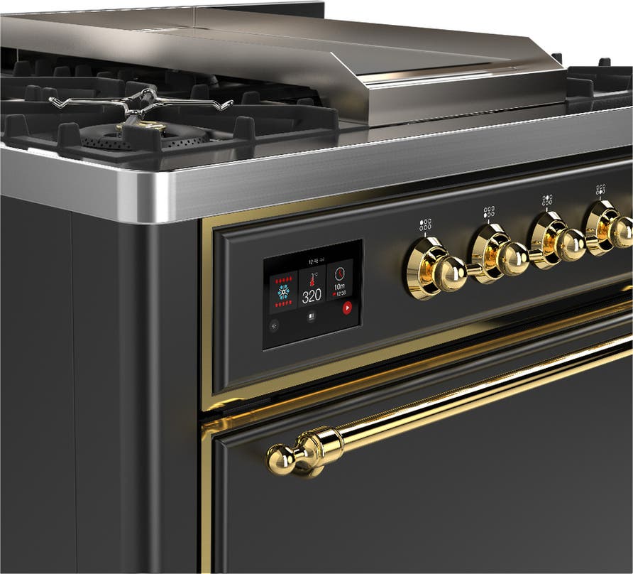 Ilve UM36FQNR3MGGLP Matte Graphite With Brass Trim, Liquid Propane