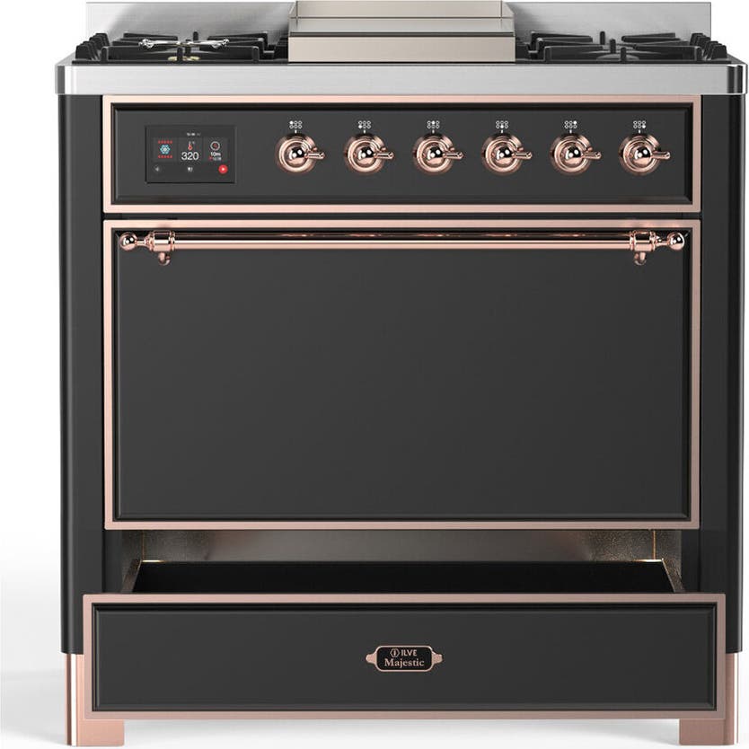 Ilve UM36FQNR3MGP Matte Graphite With Copper Trim, Natural Gas
