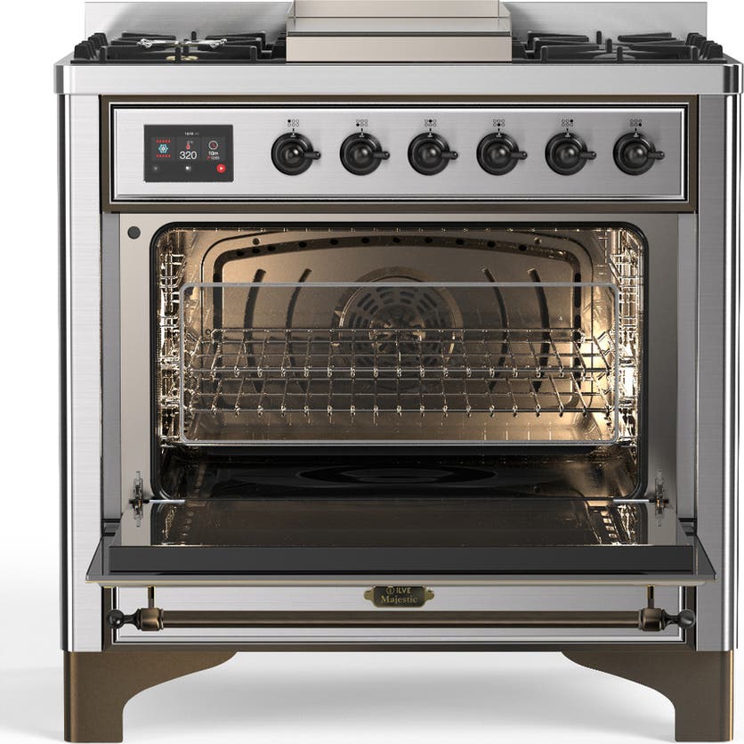 Ilve UM36FQNR3SSB Stainless Steel With Burnished Trim, Natural Gas