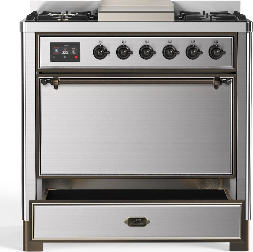 Ilve UM36FQNR3SSBLP Stainless Steel With Burnished Trim, Liquid Propan...