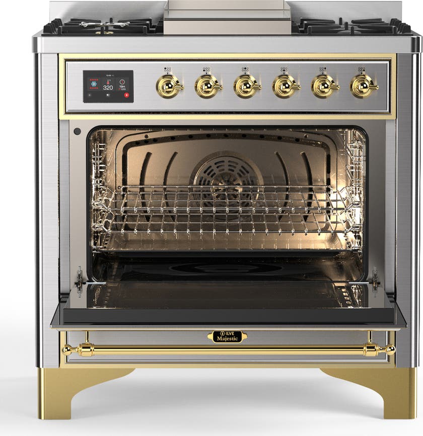 Ilve UM36FQNR3SSG Stainless Steel With Brass Trim, Natural Gas