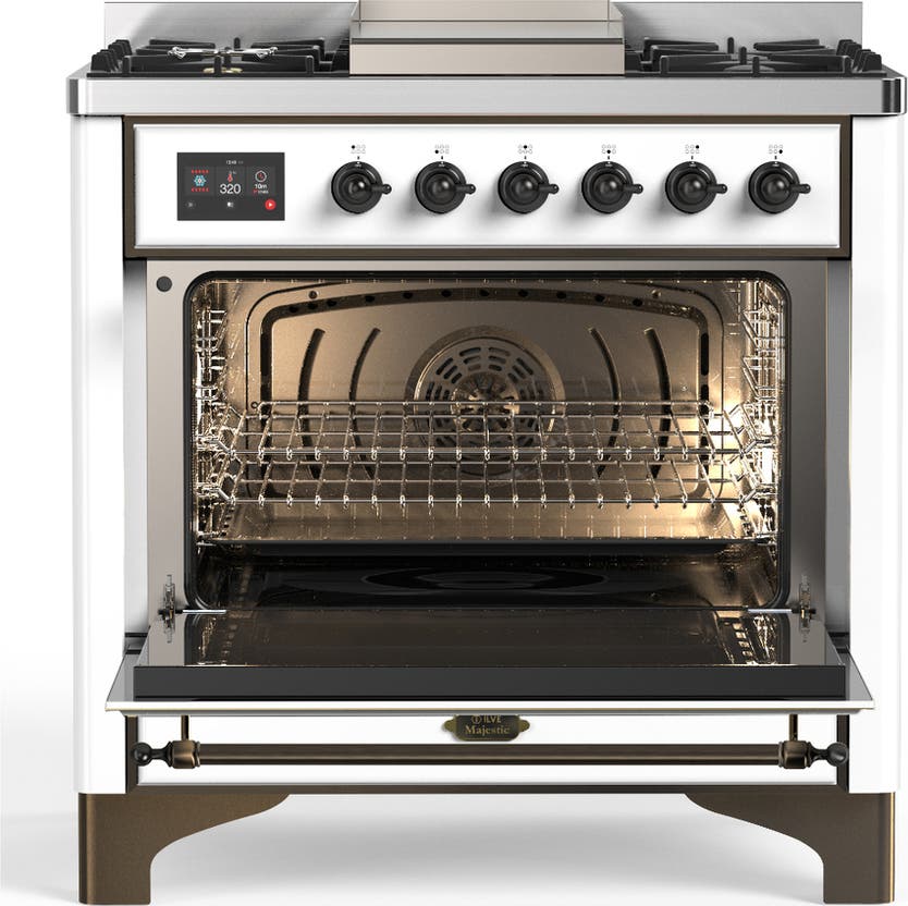 Ilve UM36FQNR3WHBLP White With Burnished Trim, Liquid Propane