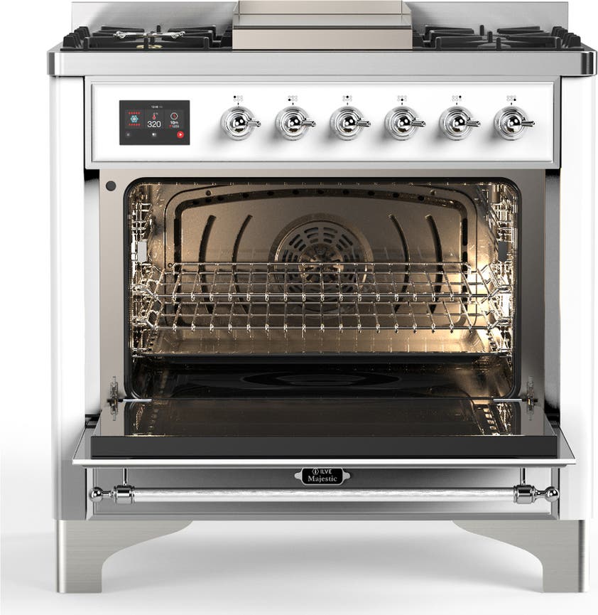 Ilve UM36FQNR3WHCLP White With Chrome Trim, Liquid Propane