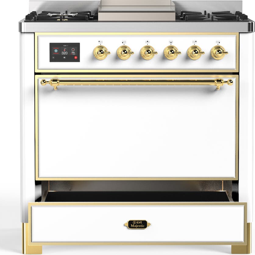 Ilve UM36FQNR3WHG White With Brass Trim, Natural Gas