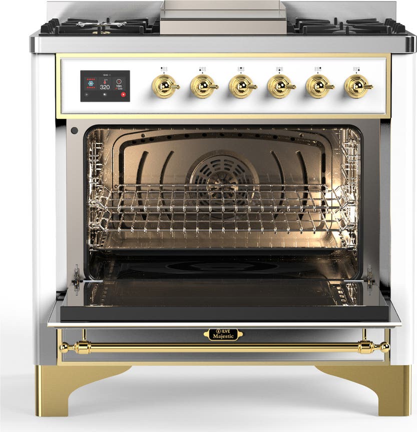 Ilve UM36FQNR3WHGLP White With Brass Trim, Liquid Propane
