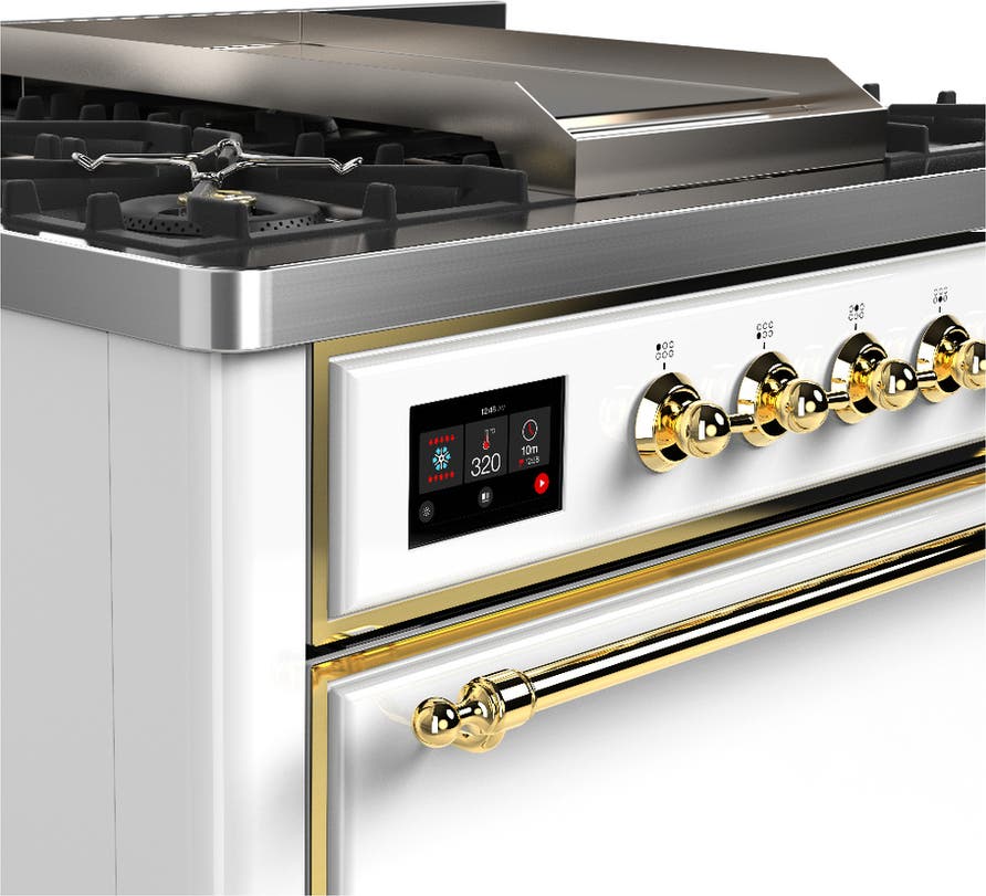Ilve UM36FQNR3WHGLP White With Brass Trim, Liquid Propane