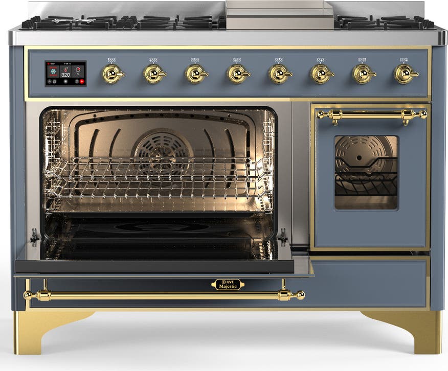 Ilve UM48FNR3BGGLP Blue Grey With Brass Trim, Liquid Propane