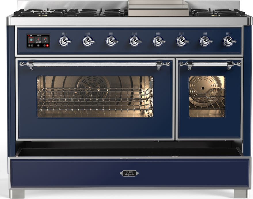 Ilve UM48FNR3MBCLP Matte Blue With Chrome Trim, Liquid Propane