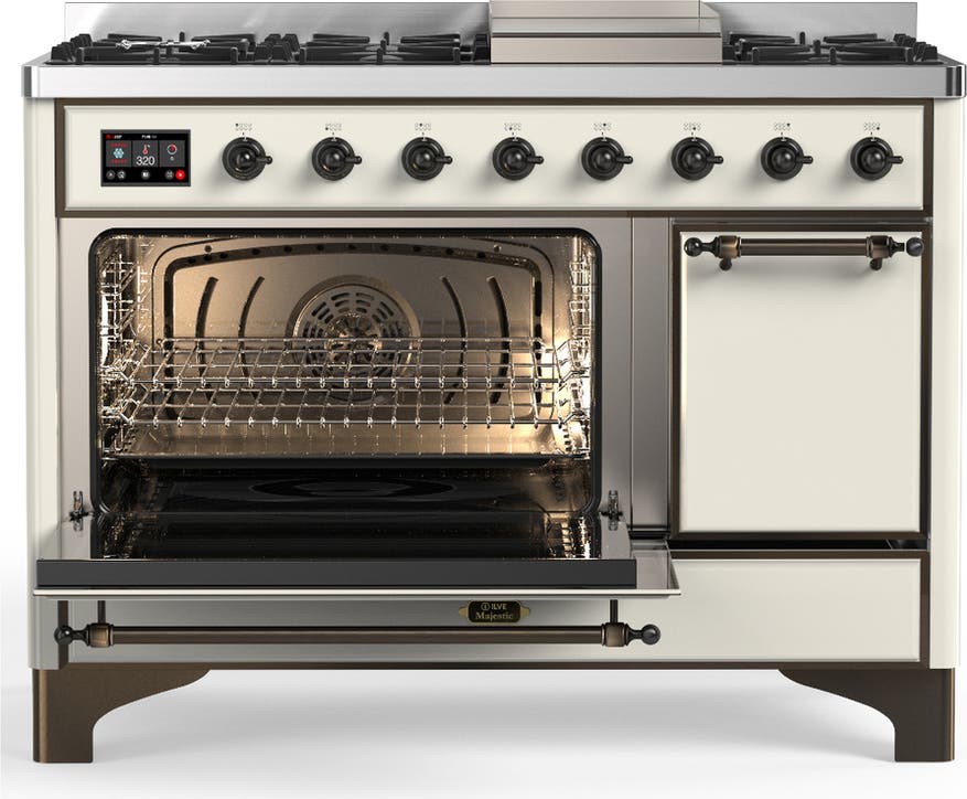 Ilve UM48FQNR3AWBLP Antique White With Burnished Trim, Liquid Propane