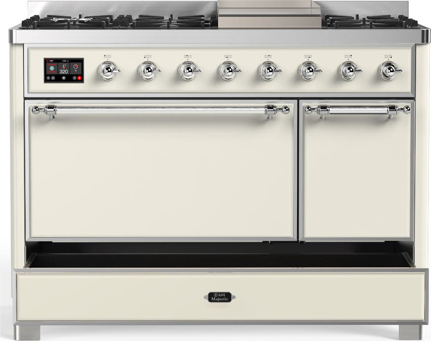 Ilve UM48FQNR3AWC Antique White With Chrome Trim, Natural Gas