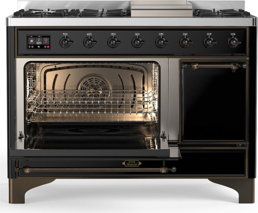 Ilve UM48FQNR3BKB Glossy Black With Burnished Trim, Natural Gas