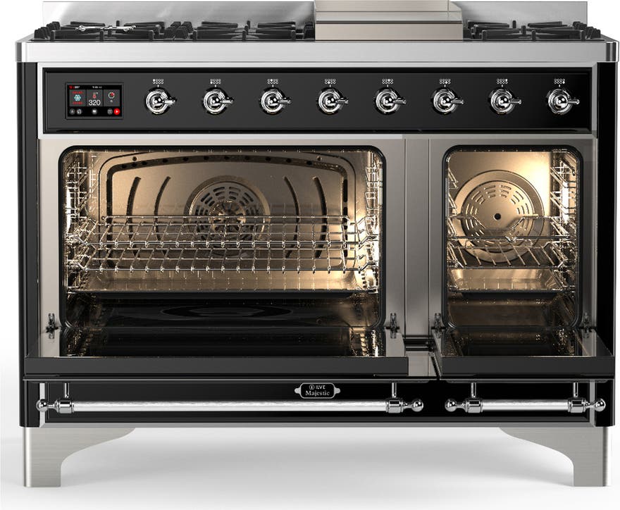 Ilve UM48FQNR3BKCLP Glossy Black With Chrome Trim, Liquid Propane