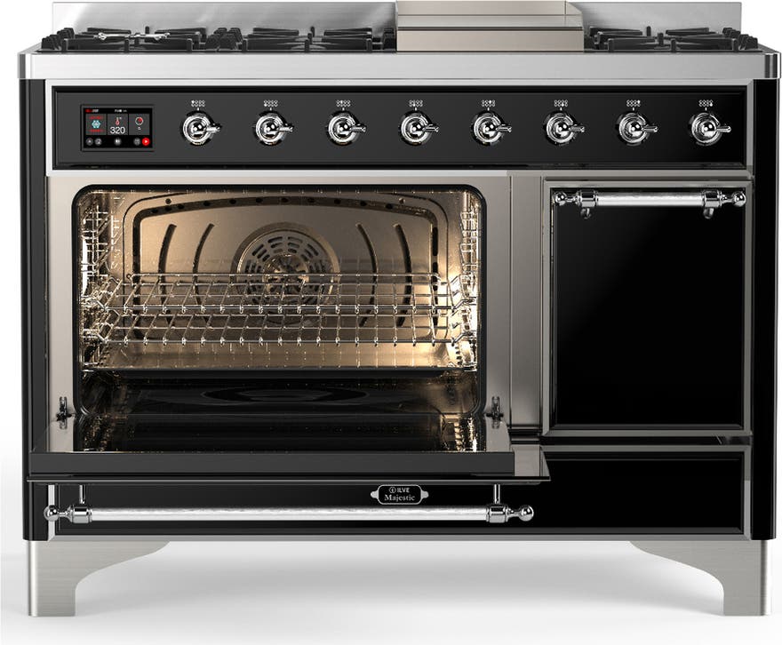 Ilve UM48FQNR3BKCLP Glossy Black With Chrome Trim, Liquid Propane