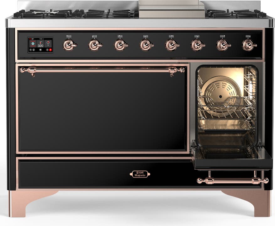 Ilve UM48FQNR3BKP Glossy Black With Copper Trim, Natural Gas