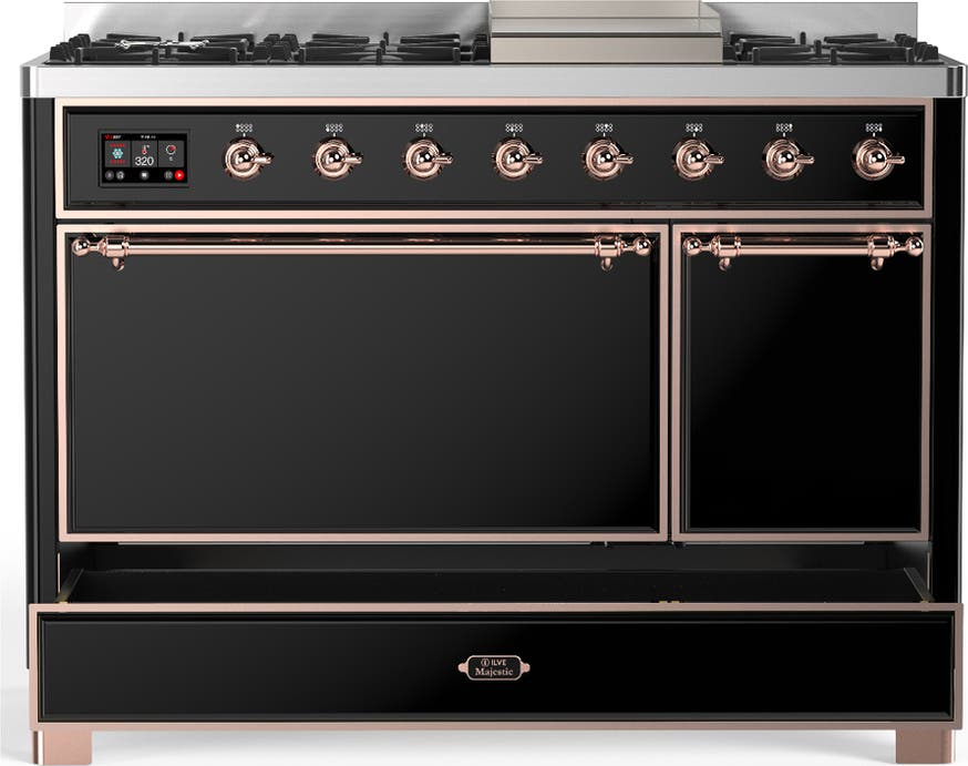 Ilve UM48FQNR3BKP Glossy Black With Copper Trim, Natural Gas
